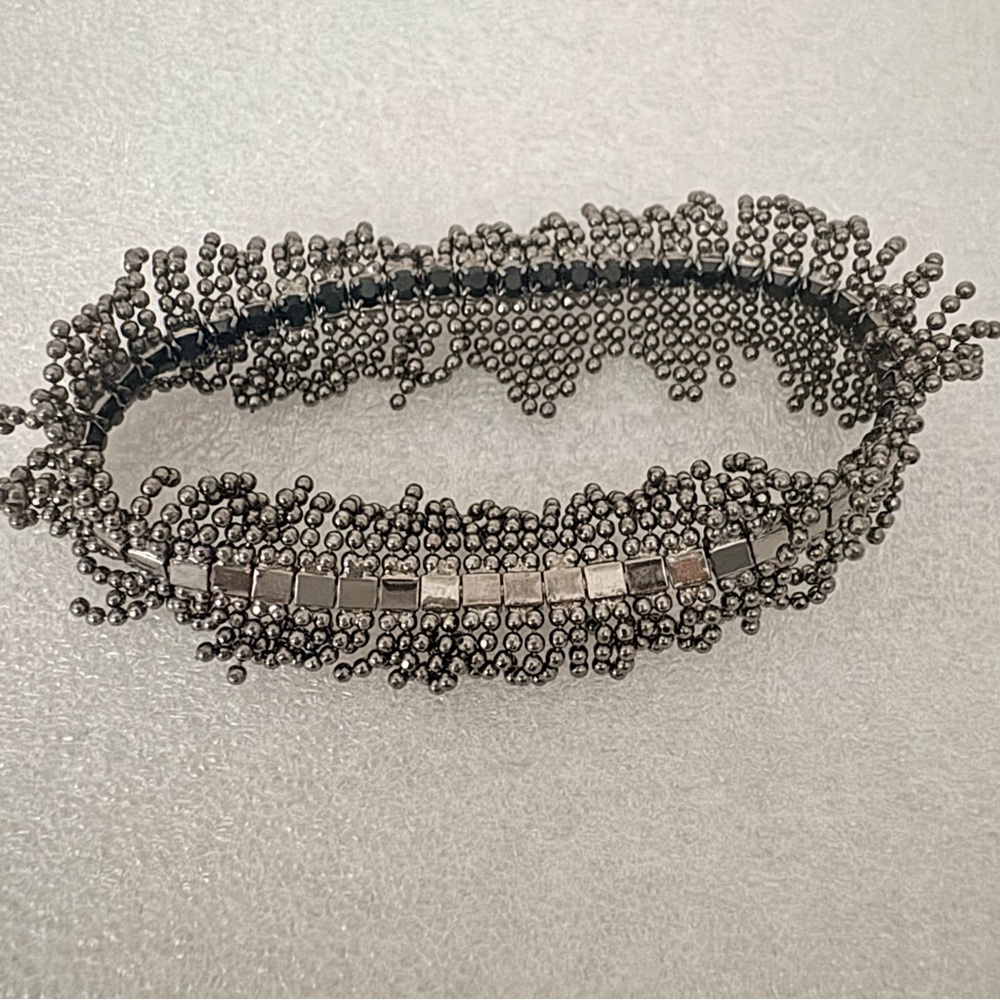 Silver rhinestone stretch Beaded Fringe Brace